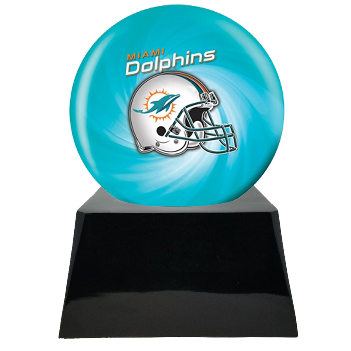 Football Team Cremation Urn and Miami Dolphins Ball Decor with