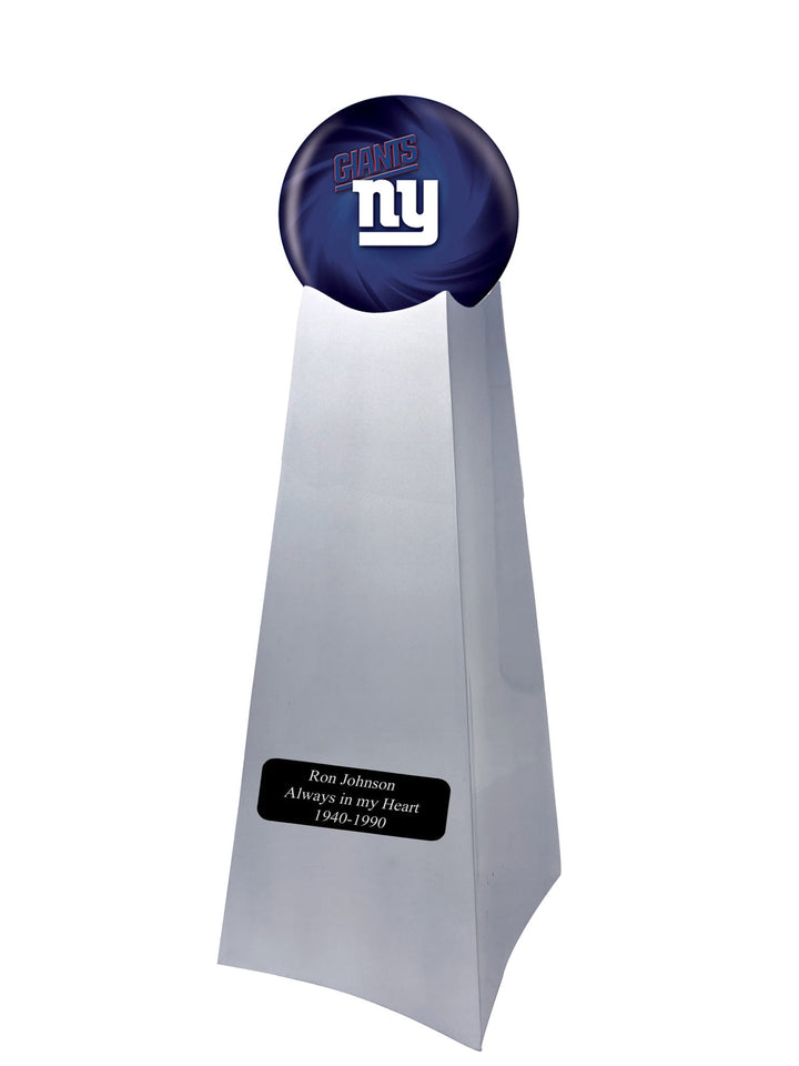 Championship Trophy Cremation Urn with Add on New York Giants Ball Decor and Custom Metal Plaque