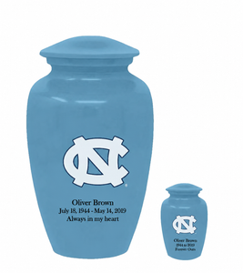 North Carolina University Tar Heels Blue Cremation Urn