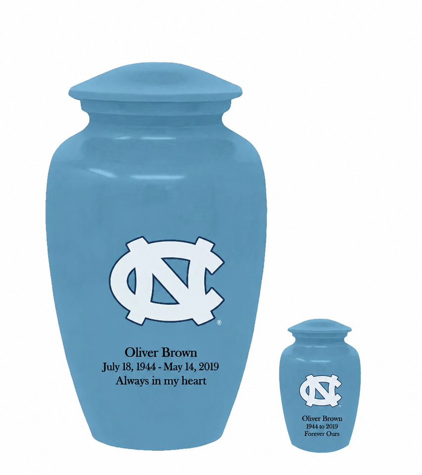 North Carolina University Tar Heels Blue Cremation Urn