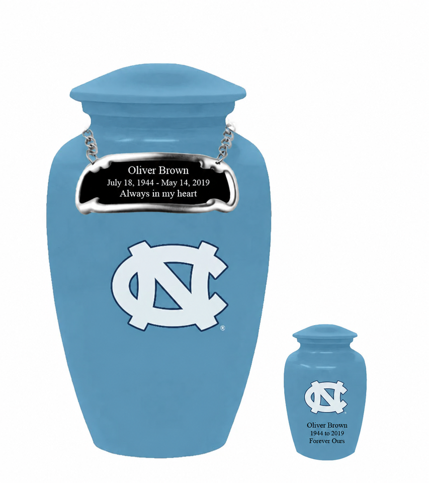 North Carolina University Tar Heels Blue Cremation Urn