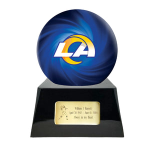 Football Cremation Urn with Add ON  Los Angeles Rams Ball Decor and Custom Metal Plaque