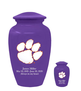 Clemson University Tigers Purple Memorial Cremation Urn