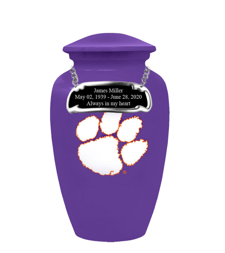 Clemson University Tigers Purple Memorial Cremation Urn