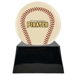 Baseball Cremation Urn with Add On Ivory Pittsburgh Pirates Ball Decor and Custom Metal Plaque