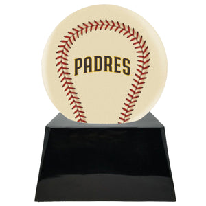 Baseball Cremation Urn with Add On Ivory San Diego Padres Ball Decor and Custom Metal Plaque