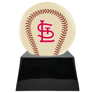 Baseball Cremation Urn with Add On Ivory St. Louis Cardinals Ball Decor and Custom Metal Plaque