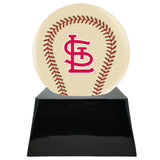 Baseball Cremation Urn with Add On Ivory St. Louis Cardinals Ball Decor and Custom Metal Plaque