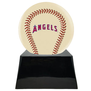 Baseball Cremation Urn with Add On Ivory Los Angeles Angels Ball Decor and Custom Metal Plaque