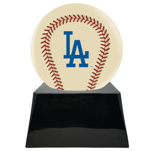 Baseball Cremation Urn with Add On Ivory Los Angeles Dodgers Ball Decor and Custom Metal Plaque