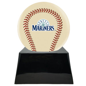 Baseball Cremation Urn with Add On Ivory Seattle Mariners Ball Decor and Custom Metal Plaque