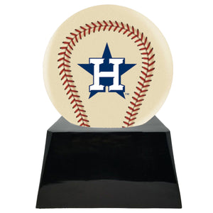 Baseball Cremation Urn with Add On Ivory Houston Astros Ball Decor and Custom Metal Plaque