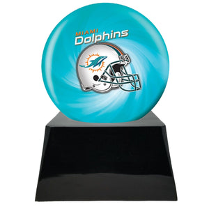 Football Cremation Urn with Add ON  Miami Dolphins Ball Decor and Custom Metal Plaque