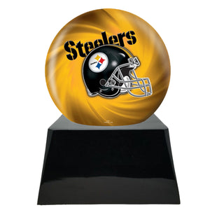 Football Cremation Urn with Add ON  Pittsburgh Steelers Ball Decor and Custom Metal Plaque