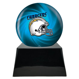 Football Cremation Urn with Add ON Los Angeles Chargers Ball Decor and Custom Metal Plaque
