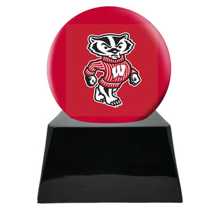 Football Cremation Urn with Add ON  Wisconsin Badgers Ball Decor and Custom Metal Plaque