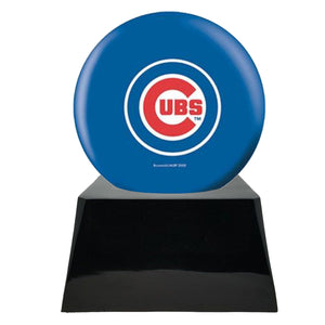Baseball Cremation Urn with Add On Chicago Cubs Ball Decor and Custom Metal Plaque