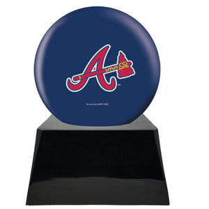 Baseball Cremation Urn with Add On Atlanta Braves Ball Decor and Custom Metal Plaque