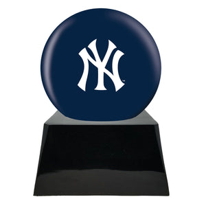 Baseball Cremation Urn with Add On New York Yankees Ball Decor and Custom Metal Plaque