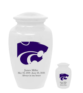 Kansas State White Wildcats Memorial Cremation Urn