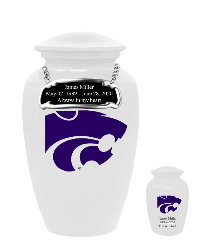 Kansas State White Wildcats Memorial Cremation Urn