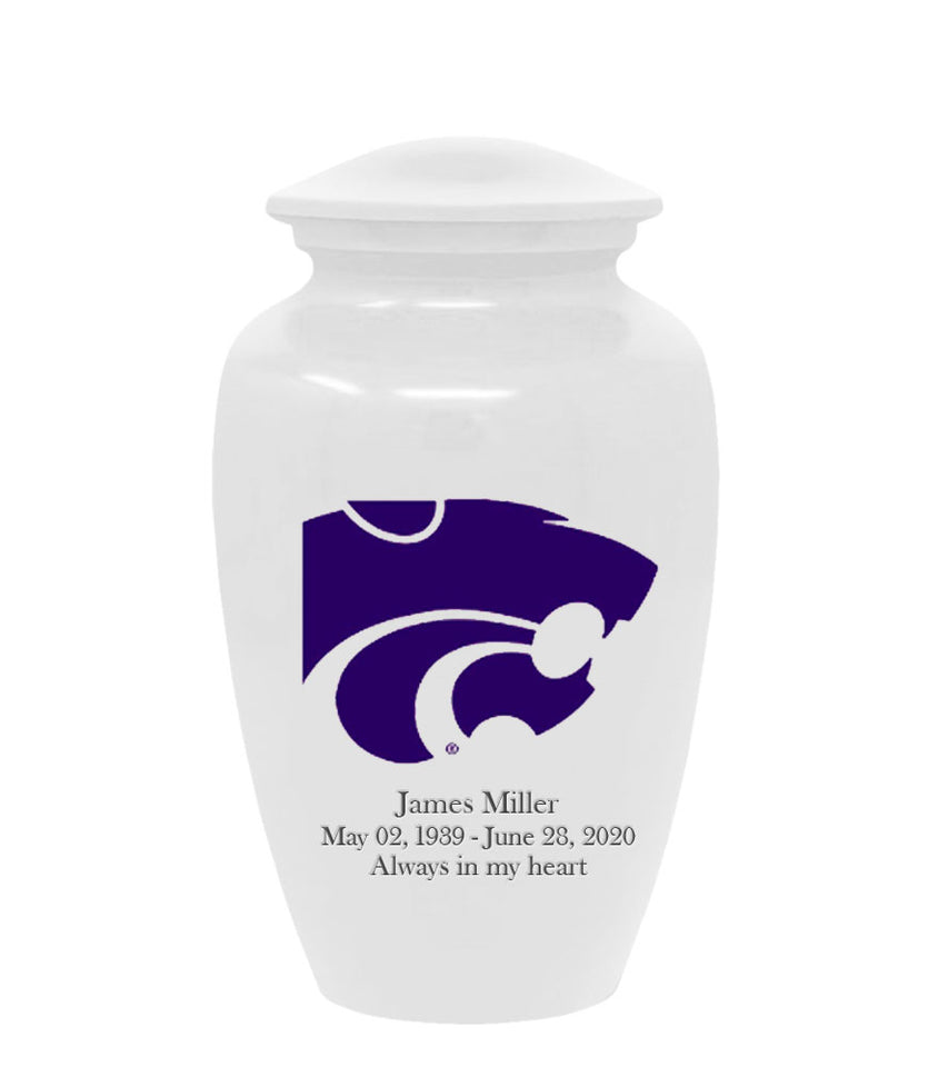 Kansas State White Wildcats Memorial Cremation Urn