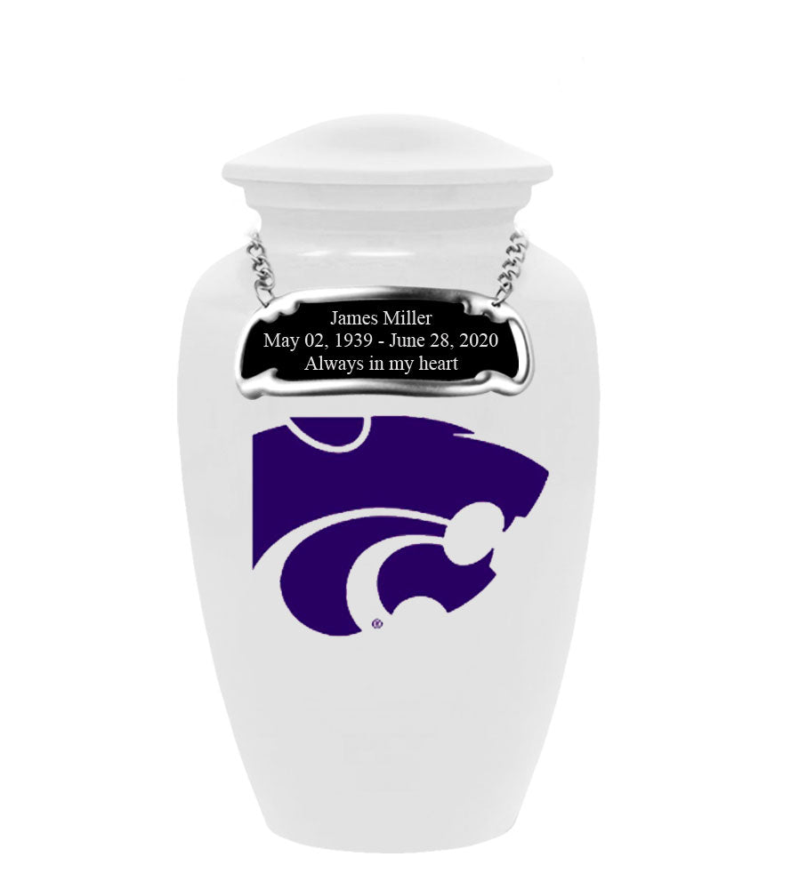 Kansas State White Wildcats Memorial Cremation Urn