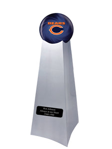 Championship Trophy Cremation Urn with Add on Chicago Bears Ball Decor and Custom Metal Plaque