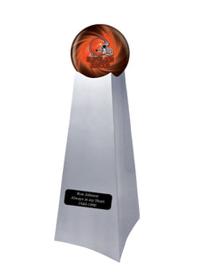 Championship Trophy Cremation Urn with Add on Cleveland Browns Ball Decor and Custom Metal Plaque