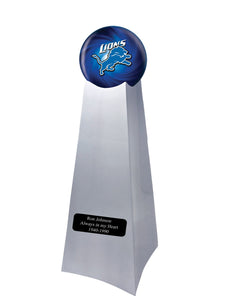 Championship Trophy Cremation Urn with Add on Detroit Lions Ball Decor and Custom Metal Plaque