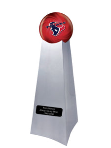 Championship Trophy Cremation Urn with Add on Houston Texans Ball Decor and Custom Metal Plaque