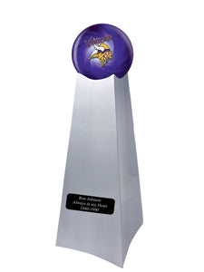 Championship Trophy Cremation Urn with Add on  Minnesota Vikings Ball Decor and Custom Metal Plaque