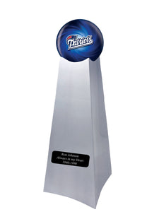 Championship Trophy Cremation Urn with Add on New England Patriots Ball Decor and Custom Metal Plaque