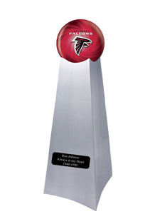 Championship Trophy Cremation Urn with Add on Atlanta Falcons Ball Decor and Custom Metal Plaque