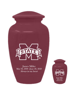 Mississippi State Bulldogs Maroon Memorial Cremation Urn