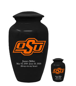 Oklahoma State Cowboys Black Memorial Cremation Urn