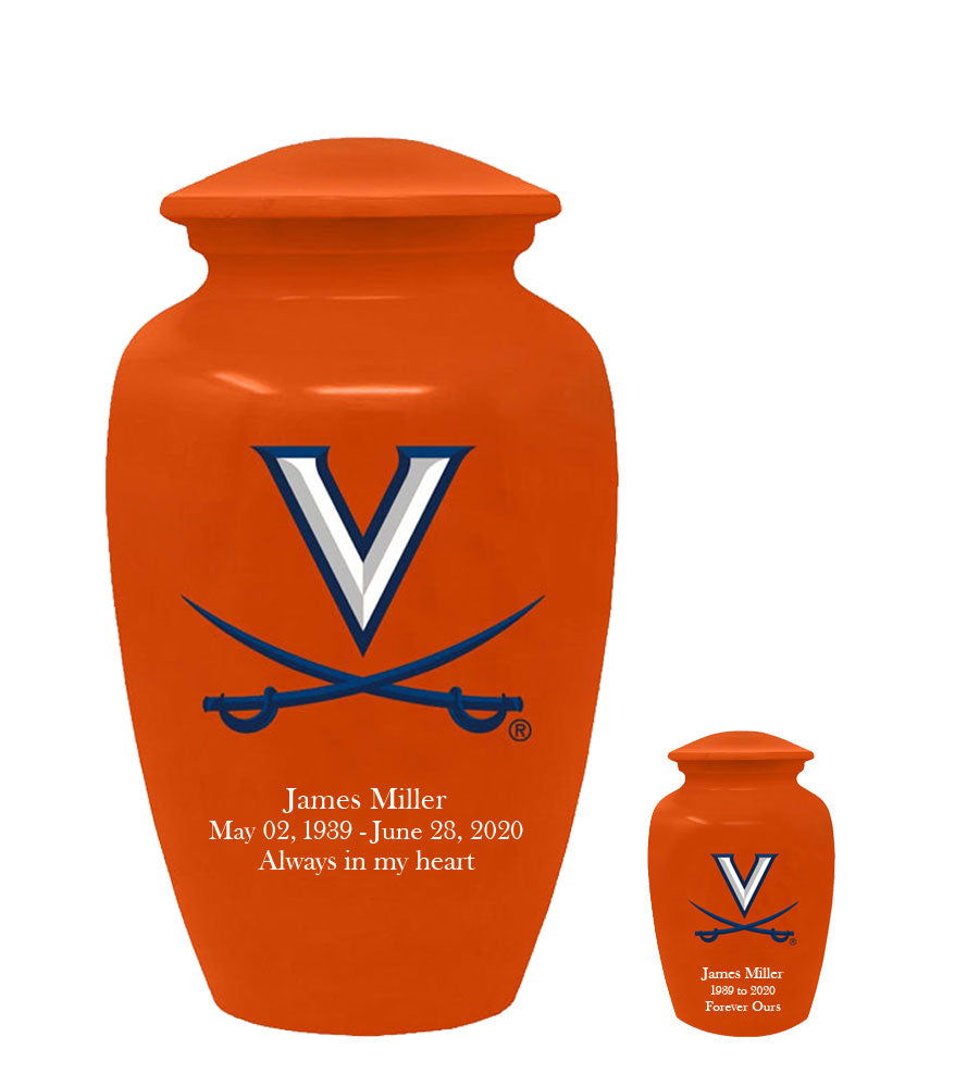 Orange Virginia Cavaliers Memorial Cremation Urn