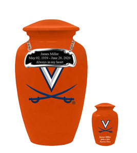 Orange Virginia Cavaliers Memorial Cremation Urn